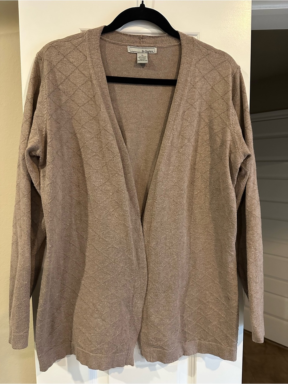 Taupe Quilted Open-Front Cardigan